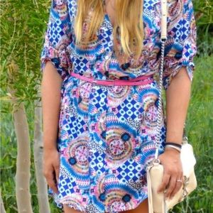 Colorful shirt dress - comes with belt and sleeves can be rolled or not